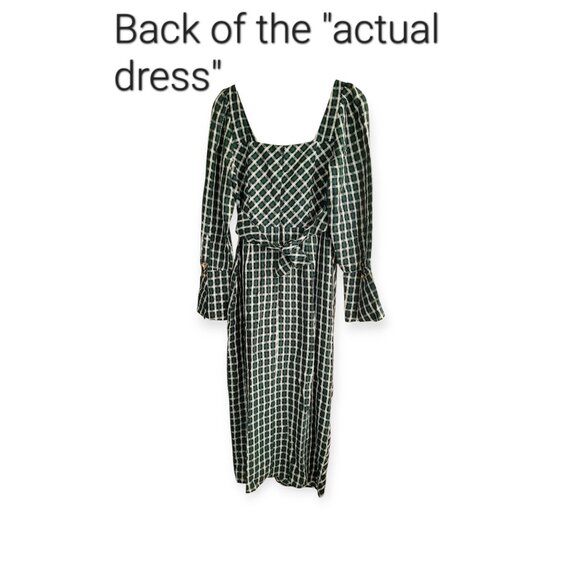 Anthropologie Plaid Midi Dress, Size S, Evergreen & White NWT - Picture 8 of 16
